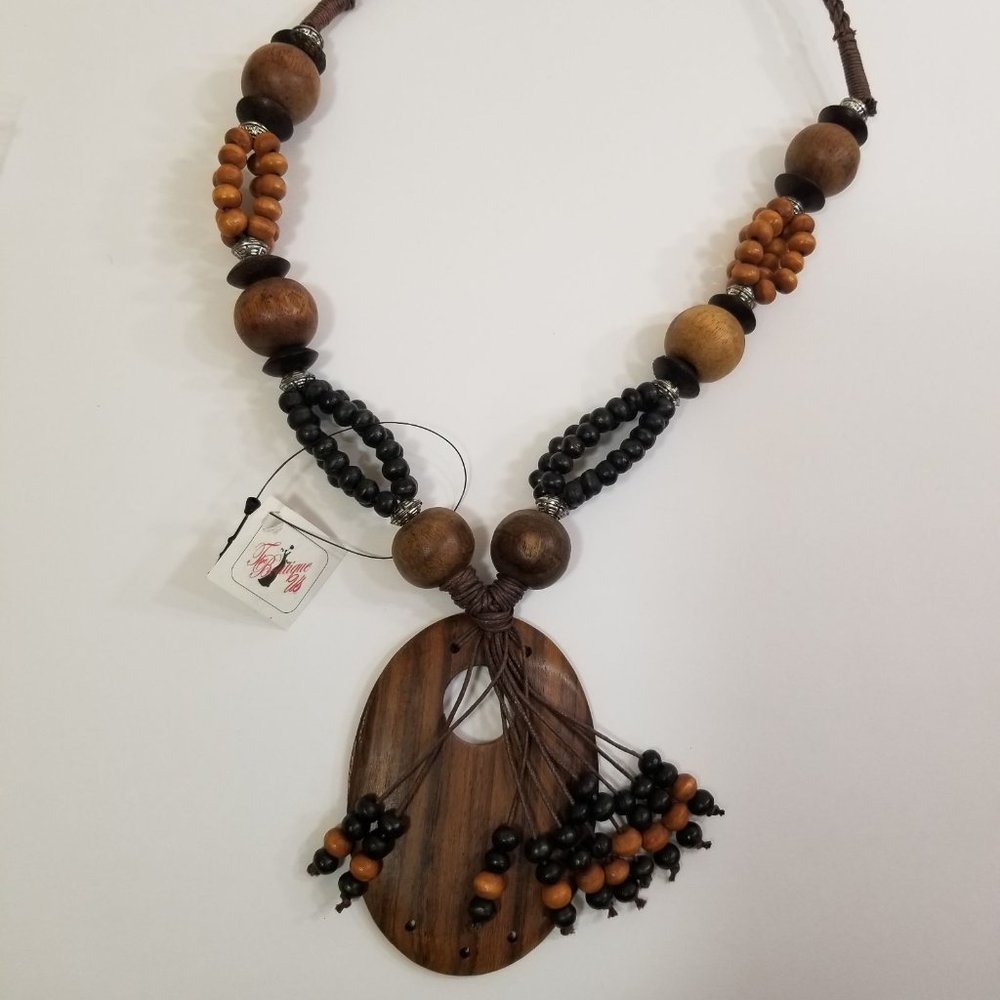 Hobo Chic Handmade beads wood Necklace
